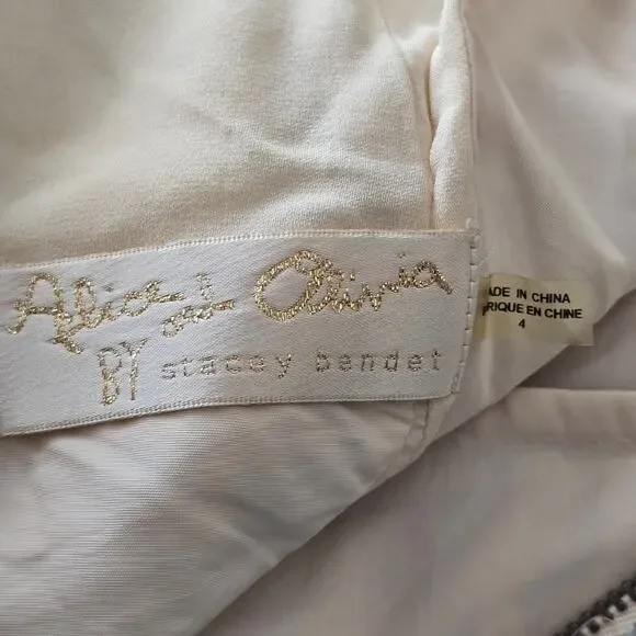 Alice + Olivia Strapless Floral Gown Dress Sz 4 Metallic Formal Evening Wedding - Picture 9 of 14